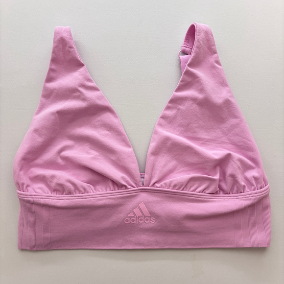 Adidas Women's Large Pink Longline Plunge Light Support Bra NWT - Picture 7 of 9